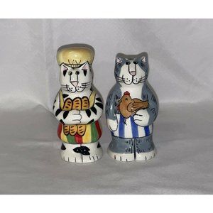 Candace Reiter Catzilla Ceramic Salt & Pepper Shaker Set Chef and Waiter